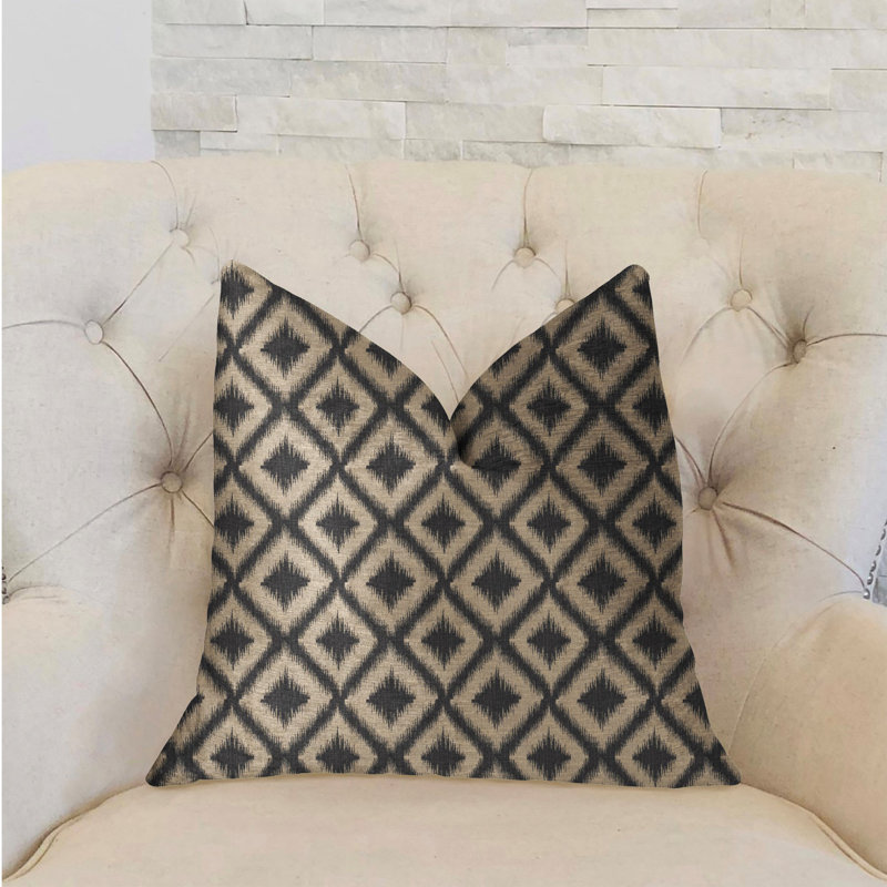 Oreiller de luxe Diamond Brers, 20 po x 26 po, Gris / Beige, Coussin lombaire
