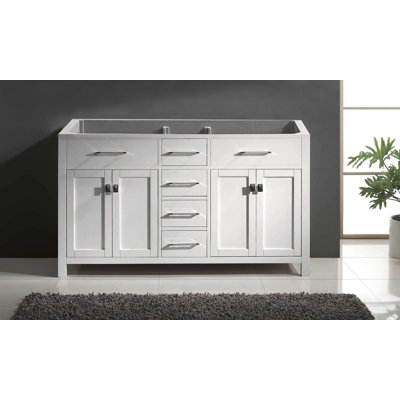 Zimmer 60"" Double Bathroom Vanity Base Only -  Beachcrest Homeâ¢, 0C9286A6D38F4B95A4EC8DCD908B1945