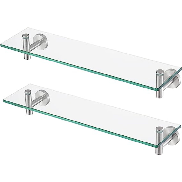 Ivy Bronx Cresencio Bathroom Wall Shelves Glass Bathroom Shelf Tempered  Glass Shelves for Shower Wall Mounted