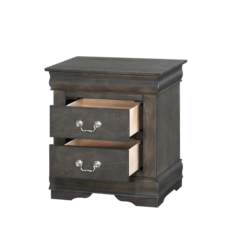 Table de chevet moderne gris foncé - Design chic et fonctionnel avec tiroirs de chambre à coucher