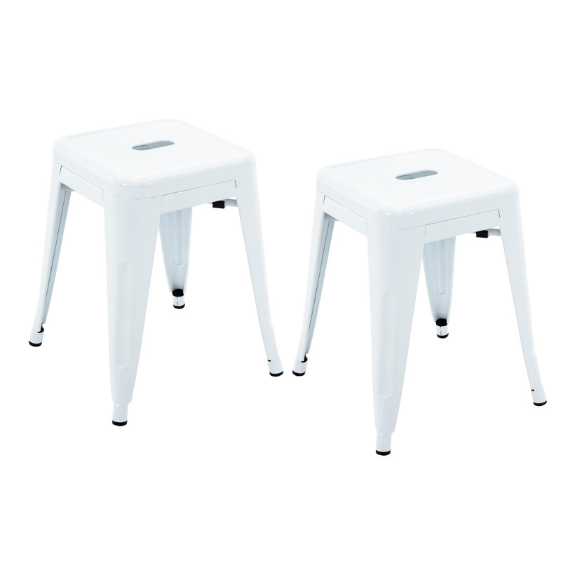 18 Inch Industrial Metal Counter Stools, Stackable Classroom Stools, Backless Metal Dining Chairs For Indoor Outdoor, Kitchen Bar Stools (Set of 2)