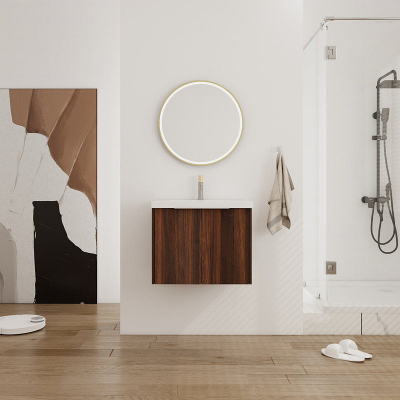 Meuble-lavabo simple avec plateau 23,94 po Sivansh, Brun