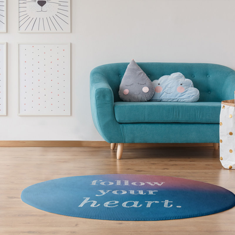 Tapis arrière-plan multicolore suivre votre citation cardiaque polychenille en poly, Rond 5 pi