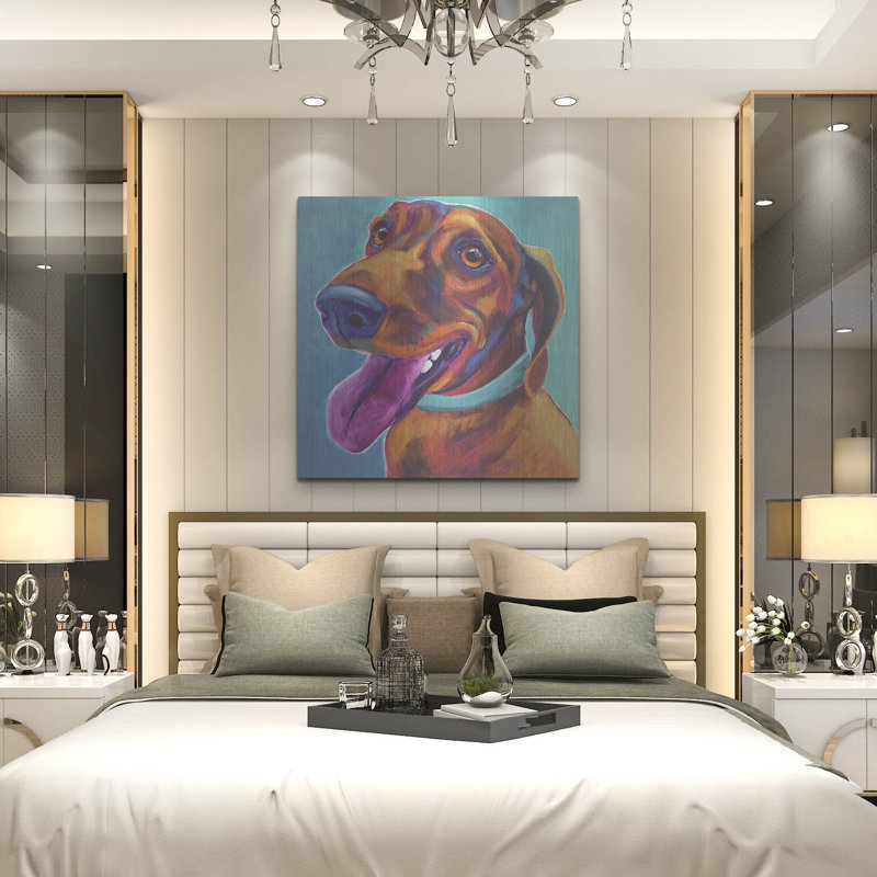 «Dachshund - Turquoise» par Dawg Painter, H 36 po x l 36 po