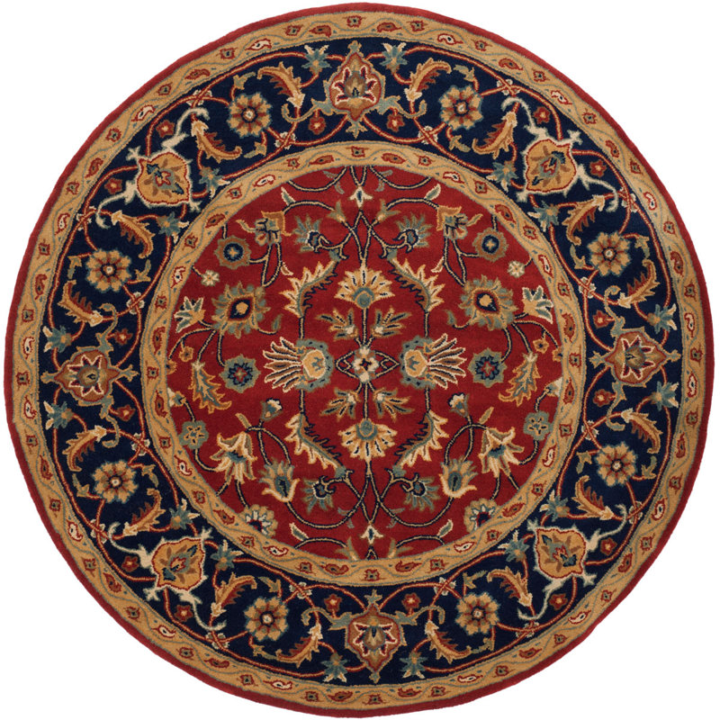 Badham Hand Tufted Wool Floral Rug, Round 6'6"
