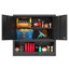 Armoire de rangement murale en métal avec porte verrouillable et 1 tablette et 1 tiroir ouvert pour le garage, l'entrepôt et le bureau