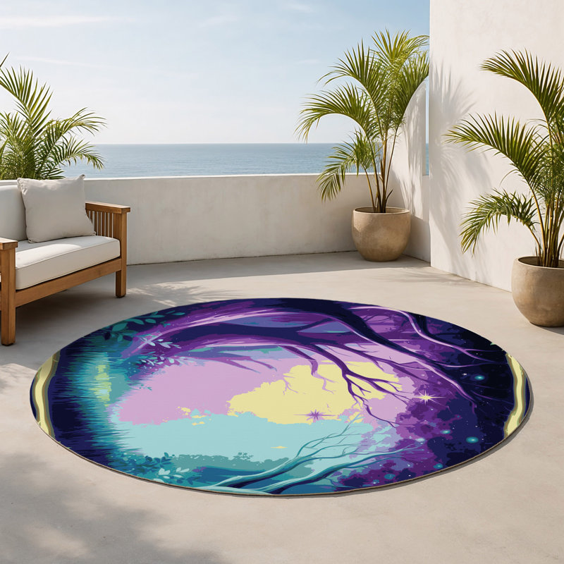 Tapis intérieur et extérieur Eclipsed Meadow, Rond 5 pi