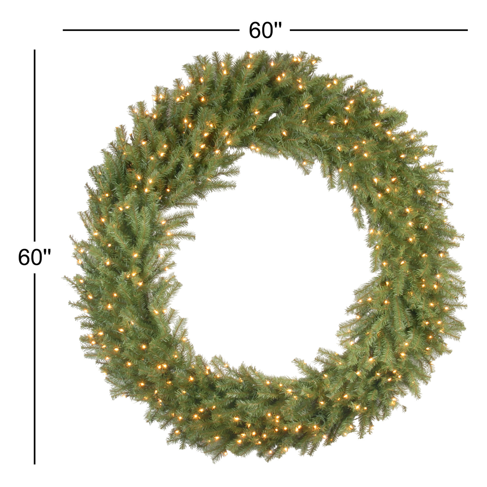 The Holiday Aisle® Norwood Fir Wreath with Lights, 60", Pre Lit