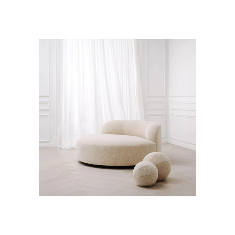 Björn 59.06'' Armless Curved Loveseat, Bouclé Cream Polyester Blend