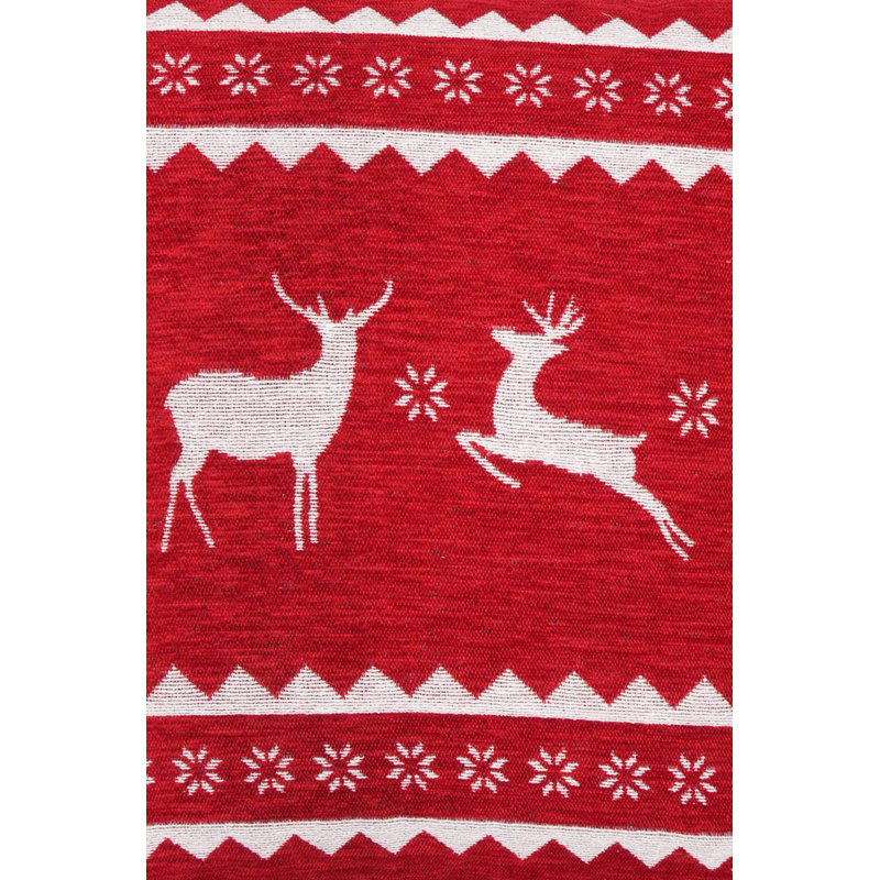  Throw Pillow | Red Jacquard Machine Woven Christmas Pillow | 24x24"