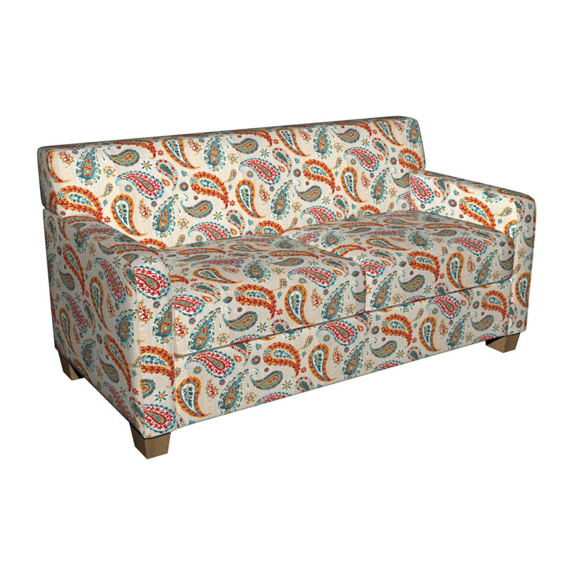 Tissu d’impression motif cachemire, Vert / Orange