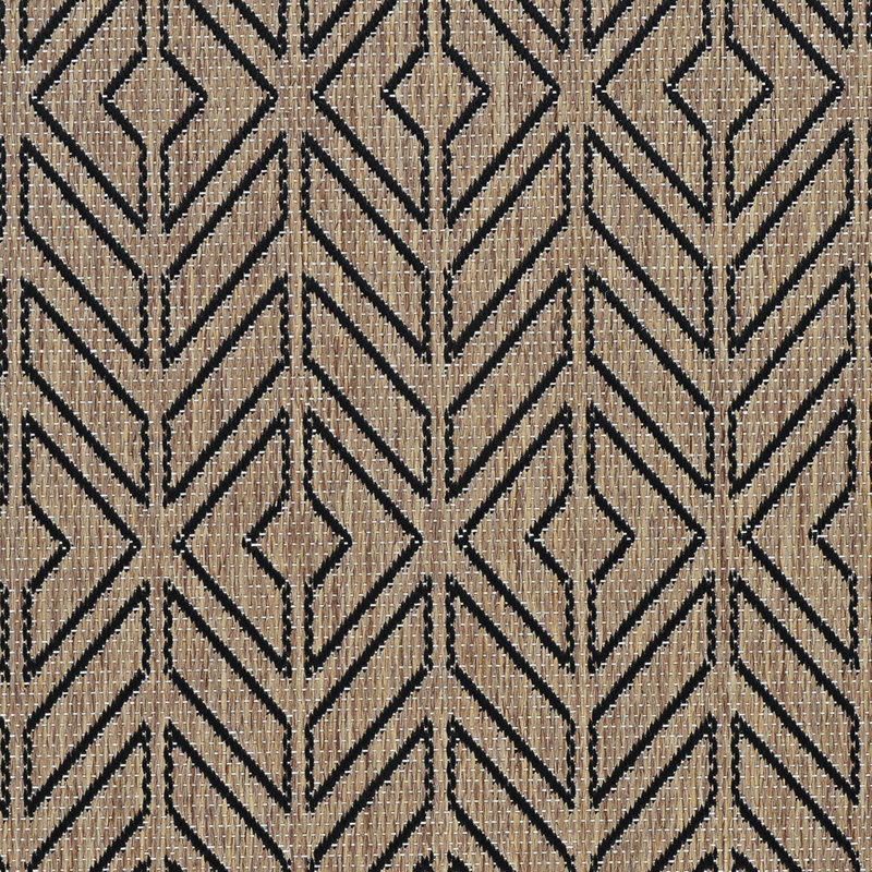 Tapis intérieur / extérieur noir Tayeb, Rond l 90 po x L 90 po