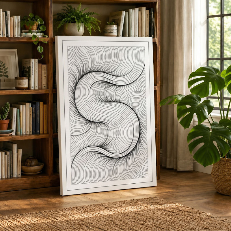 Flowing Spirals Abstract - Wrapped Canvas, 36x24 - 91.4 x 61.0 cm, Sage Border