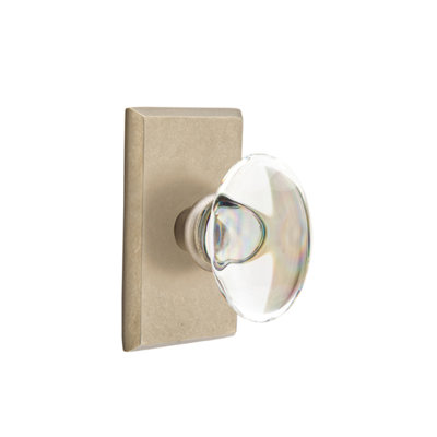 Ensemble de boutons de passage Emtek avec rosette Sandcast # 3 et bouton en verre Hampton