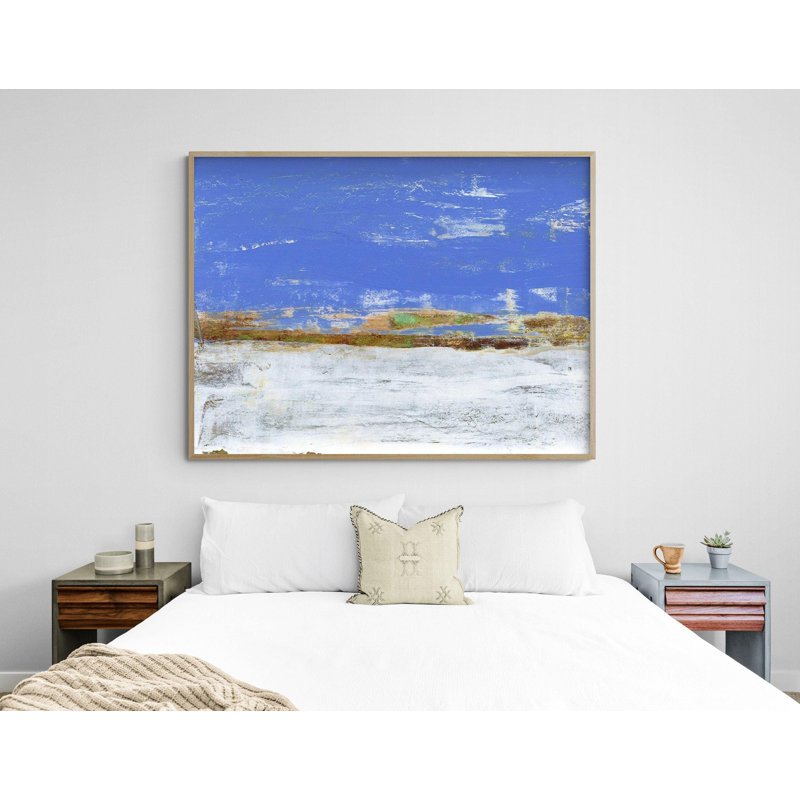 «Alcide Reflecting On Summer III» par Sharon Gordon, peinture de paysage d'été, impression de ciel bleu profond, art abstrait d'été, impression d'horizon abstrait