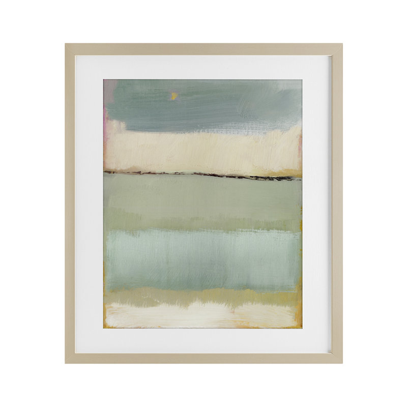 «Abstract Aqua Gradients», reproduction de verre encadrée par Caroline Gold, Cadre de récolte en pin, H 21 po x l 17 po