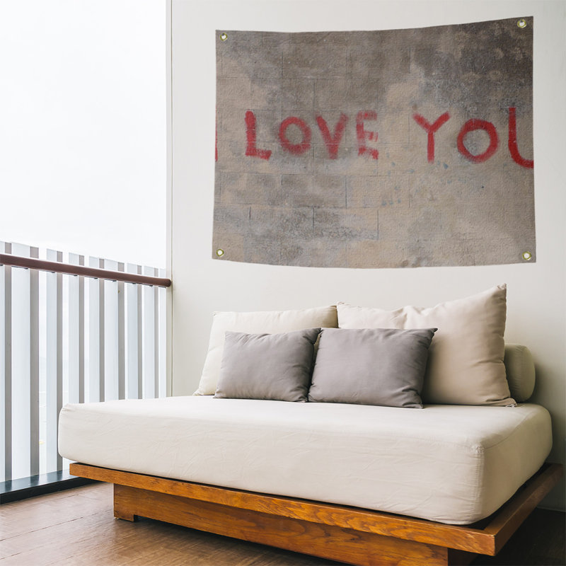 Tapisserie de polyester i love you, H 50 po x l 59 po x P 1 po
