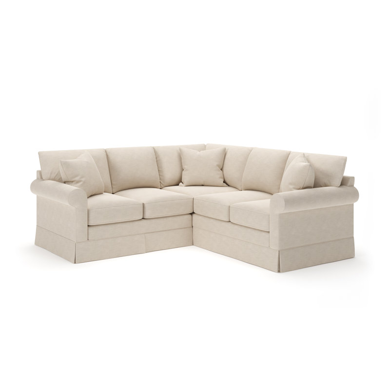 Friedman Upholstered L-Shaped Sectional Symmetrical, Conversation Ivory Basketweave