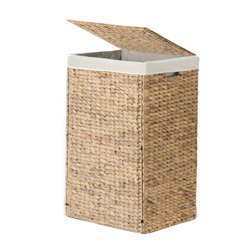 Nivora Water Hyacinth Laundry Hamper Brown 15 x 11.8 x 24 Inches with Removable Liner - Woven Organizer for Dirty Clothes, Bedroom Laundry, or Bathroom Towel Storage