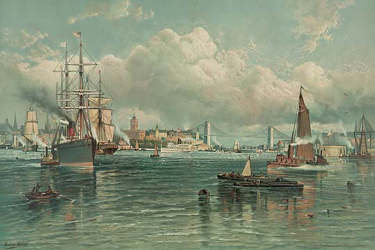 Vue du port de new york-impression d’art graphique, 20 po x 30 p
