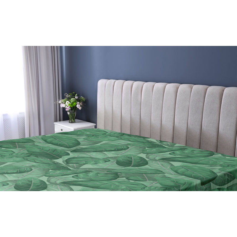 Drap-housse Ambesonne, Drap-housse de taille simple, Vert fougère, vert forêt / floral