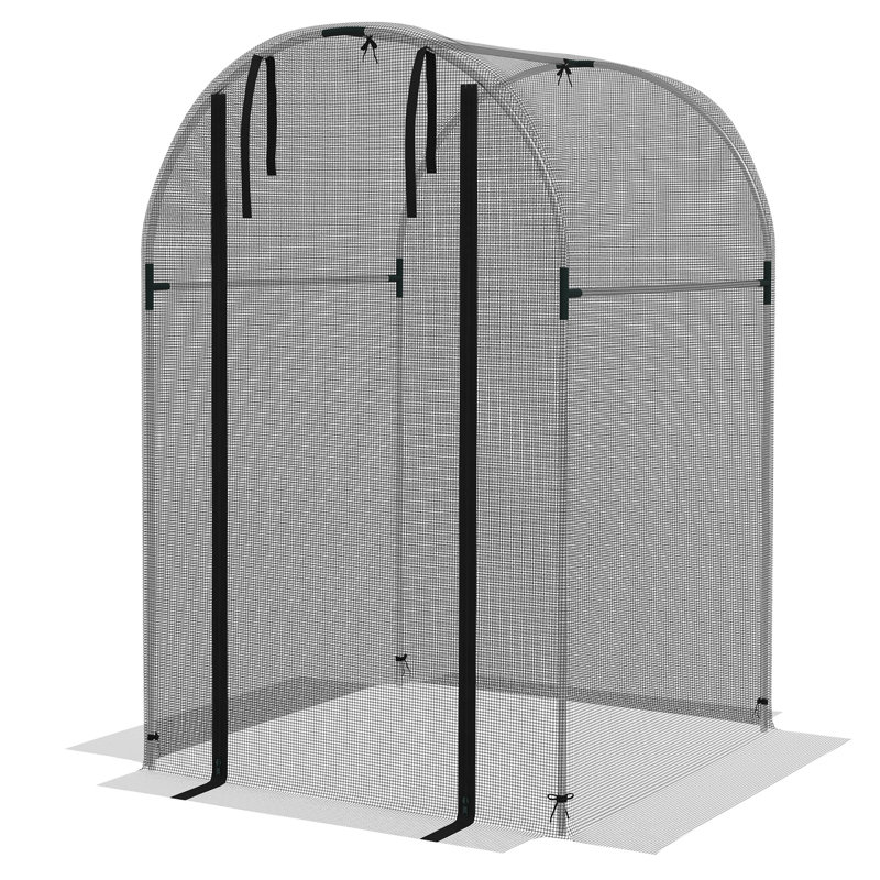 Galvanized Steel Crop Cage, Plant Protection Tent With Zippered Door, 4' X 4', Black, 3.9' W x 3.9' D, Black