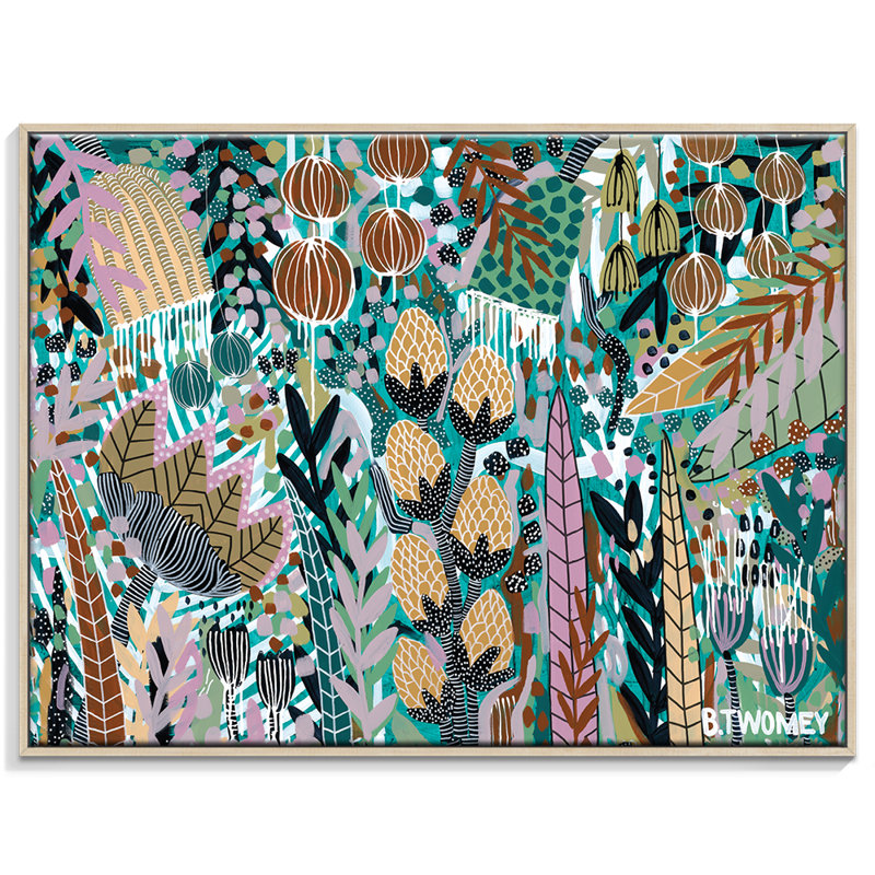 Bay Of Blooms by B.Twomey - Print, Taupe Floater Framed Canvas, 46cm H x 56cm W x 5cm D