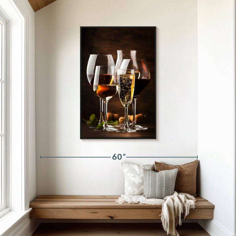 Variété de vin, Cadre flottant noir, 29 po x 43 po