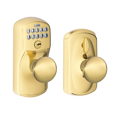 Keypad Electronic Door Knob with Plymouth Trim and Plymouth Knob