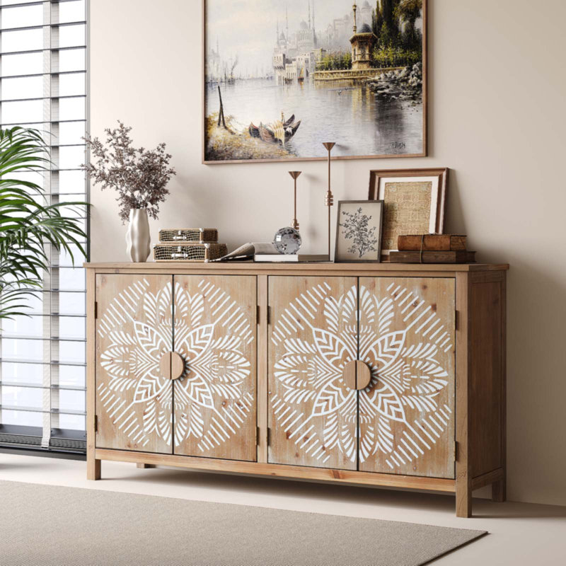 Armoire d'appoint 60 "en bois avec 4 portes 60"