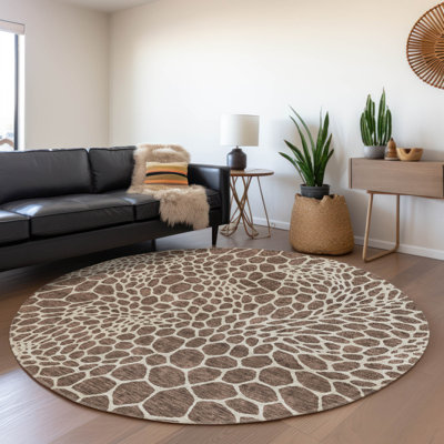 Tapis brun Prisco lavable à la machine de qualité supérieure