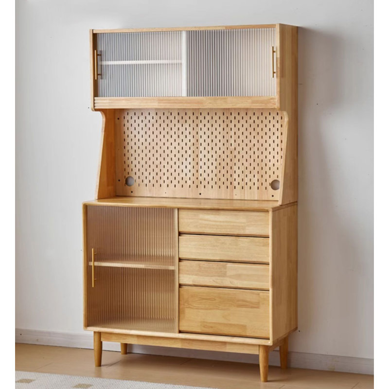 Simple Modern Rubberwood Multifunctional Food Cabinet, Natural