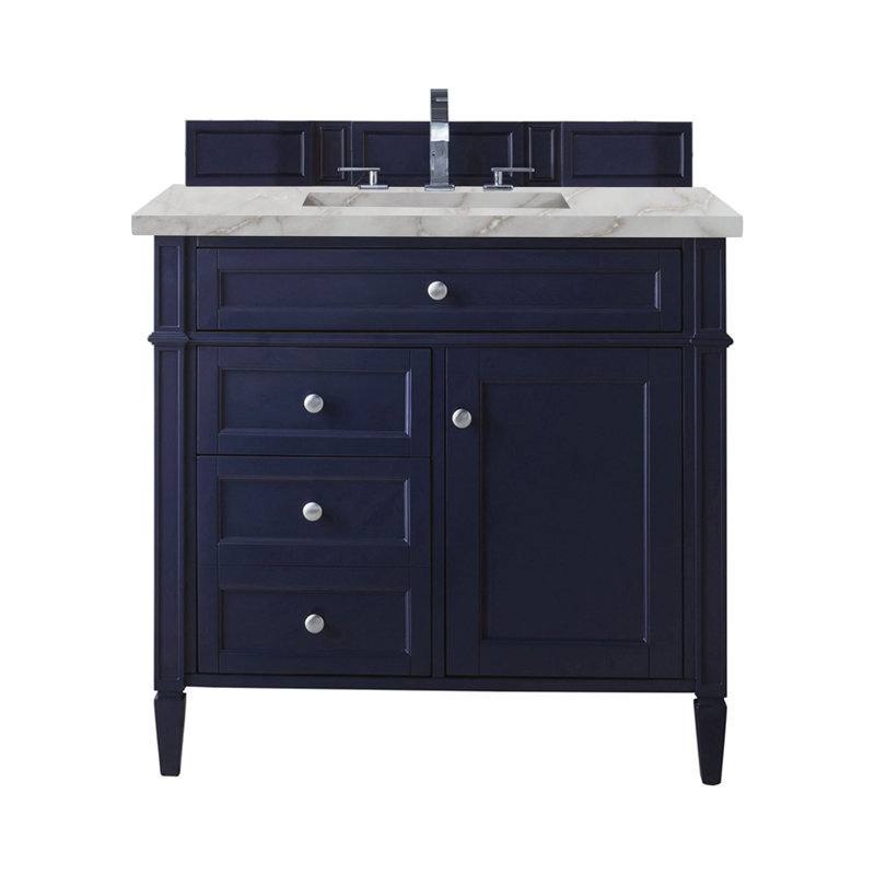 Brittany 36 in. Single Vanity, Victory Blue, Victorian Silver, 8" Widespread
