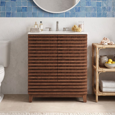 Freestanding Standard Single Vanity Bathroom Vanity With Ceramic Top