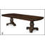 Table de salle à manger rectangulaire formelle 5 pièces avec rallonge extensible et riche finition brun café foncé, base à double piédestal finement sculptée, ensemble en bois massif-1308121885