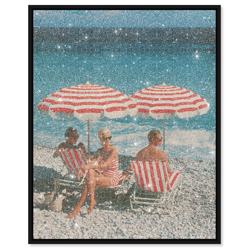 Retro Beach Bliss III Canvas Landscape & Nature Print by Oliver Gal, Black Frame, 16 x 20, 37"H x 46"W, Silver Floater Frame