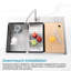 Évier en acier inoxydable 33 po x 22 po, sur comptoir, cuve simple - conception de cuisine pratique, avec évier à grille, cuve 33 po x 22 po, planche à découper sur comptoir, passoire, égratignure, conception spacieuse