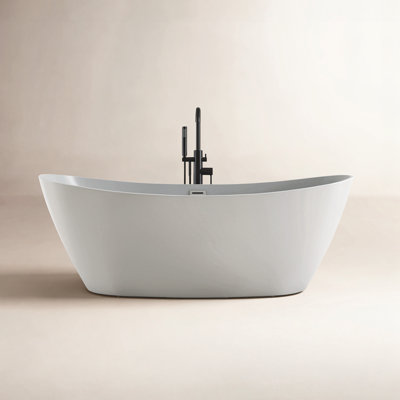 71" Deep Soaking Freestanding Acrylic Bathtub