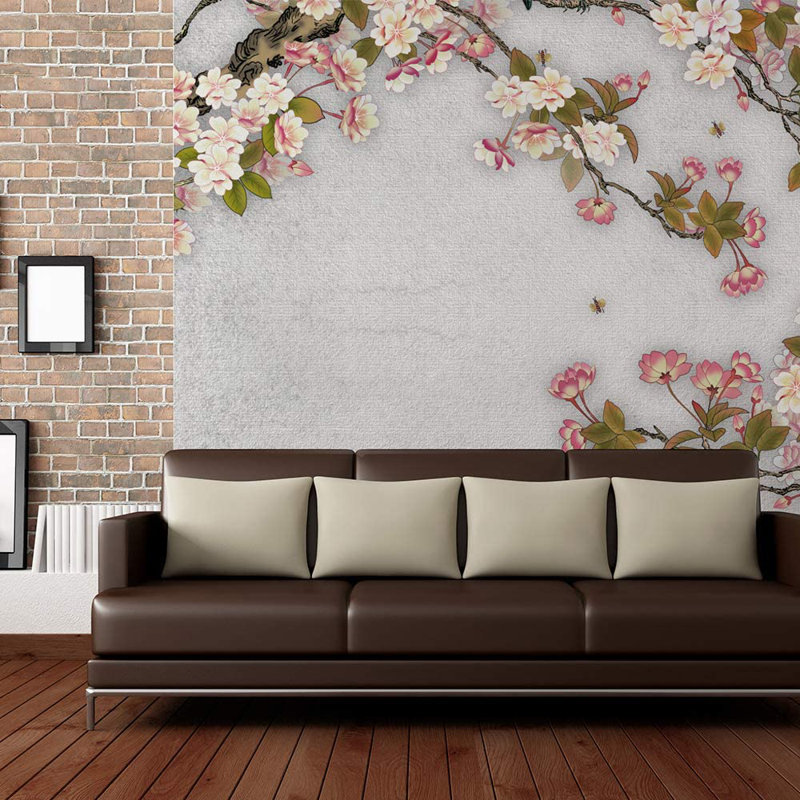 Flower On Branch Peel & Stick Floral Border, 100" L x 144" W