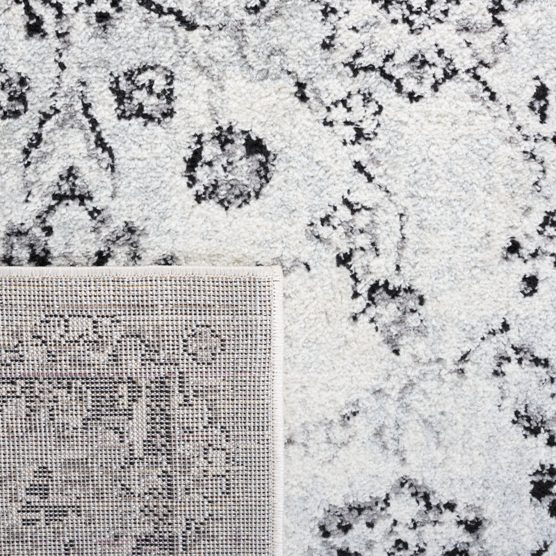 Tapis ivoire / noir Tulum 281, Carré 6 pi 7 po