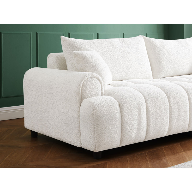 Logun 91" Upholstered Sofa, White 100% Polyester