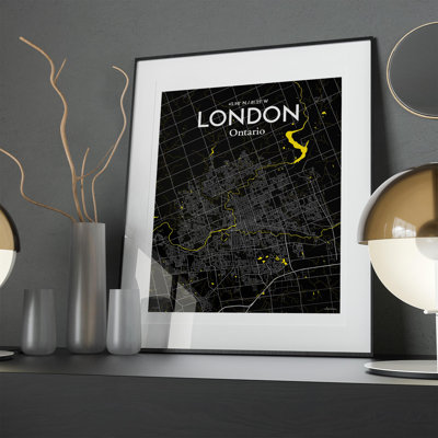 London Ontario City Map in Times 1 Piece Wall Art