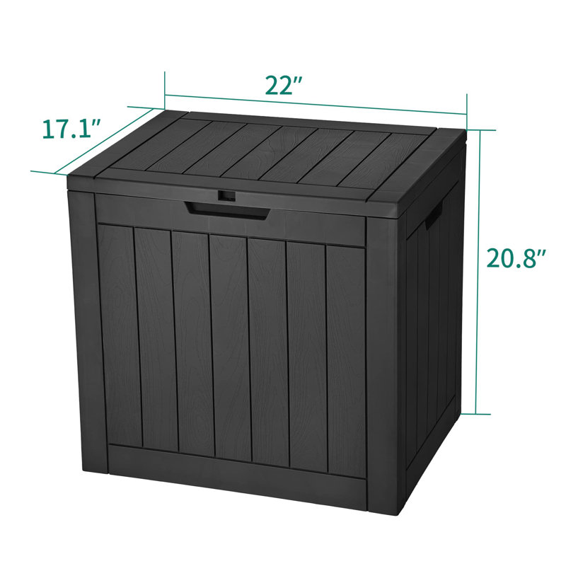 Lockable 30 - Gallon Resin Box - Waterproof for Patio & Pool, Black