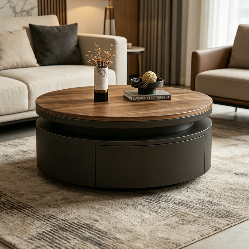 Iserman, H 13,38 po x L 27,55 po x l 27,55 po, Brun noix / noir
