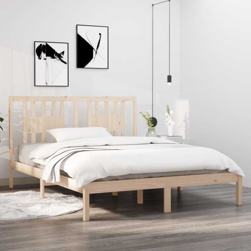 Bed Frame Solid Wood, natural, European Kingsize (160 x 200 cm)