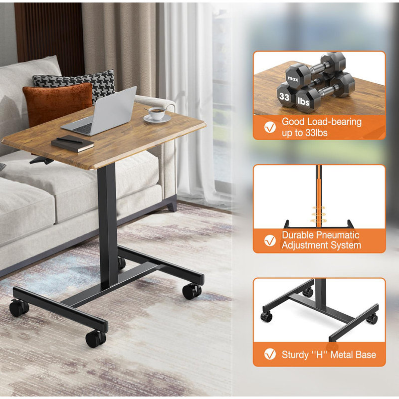 Sweetcrispy Small Mobile Rolling Standing Desk Rolling Desk Laptop Computer Cart for Home