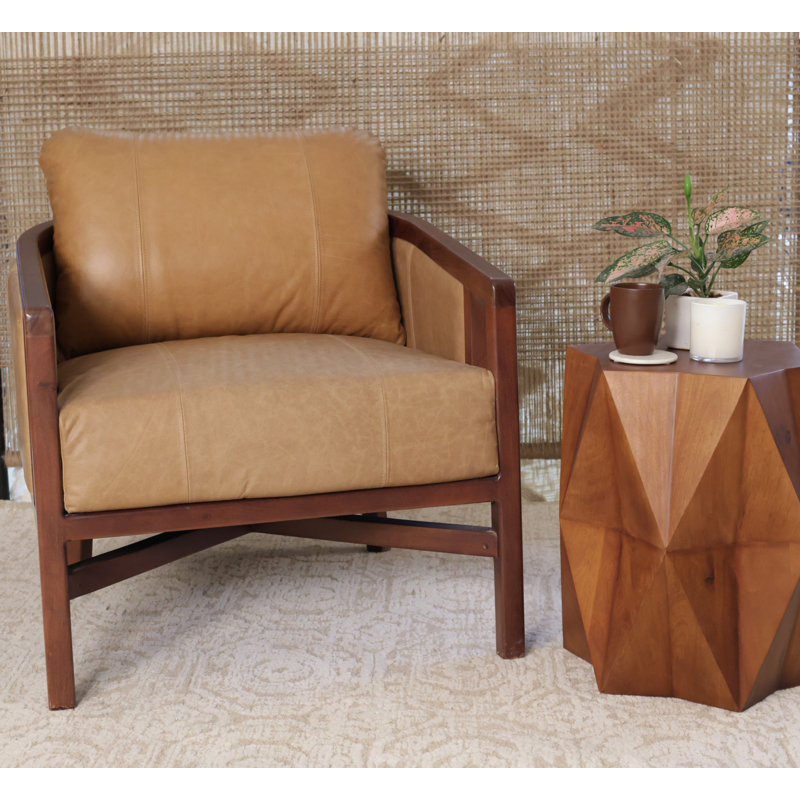  Fauteuil brun en cuir véritable