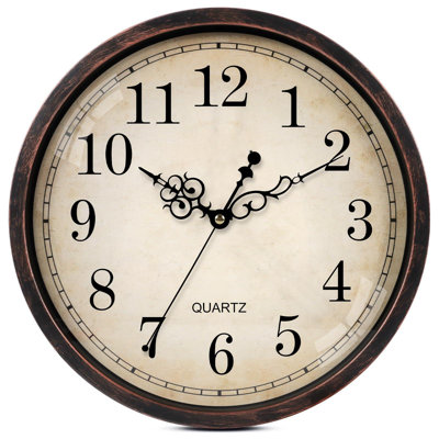 Horloge murale rétro, horloge murale silencieuse à quartz 14 po, rétro et silencieuse pour cuisine, bureau, salle de classe, chambre à coucher, salon