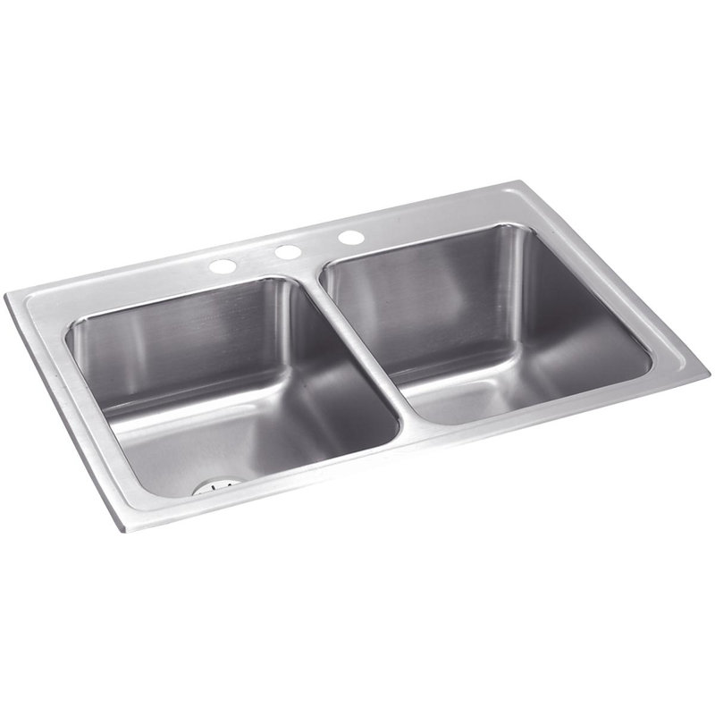 Évier de cuisine à double cuve avec drain parfait l 33 po x l 22 po Lustertone, 4 trous