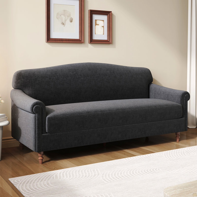 Causeuse moderne à 2 places avec accoudoirs roulés de 77,5 po avec accoudoirs roulés pour salon, coin lecture et petits espaces, gris